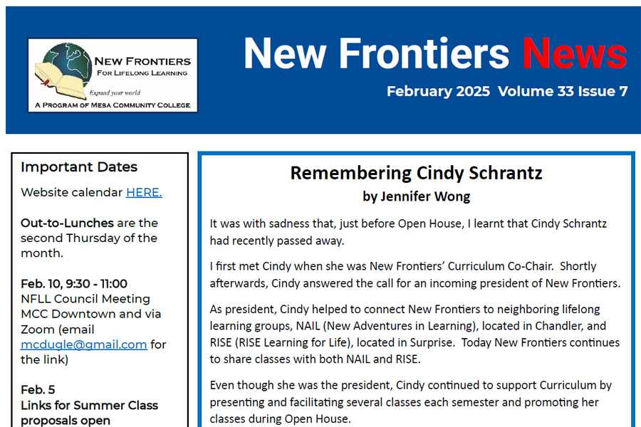 January newsletter top front page