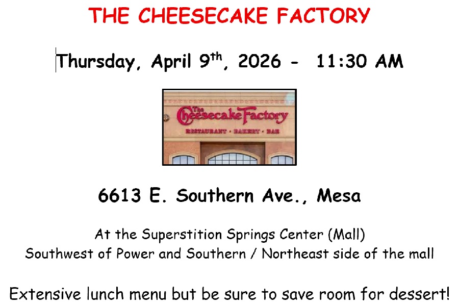 flyer for cheesecake factory in mesa arizona