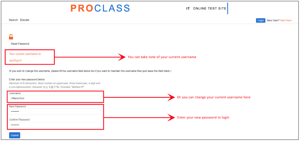 Screen capture from ProClass for Step 5