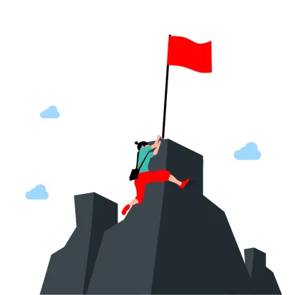 artwork of a climber scaling a mountain