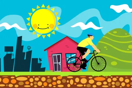 artwork of bicycle rider